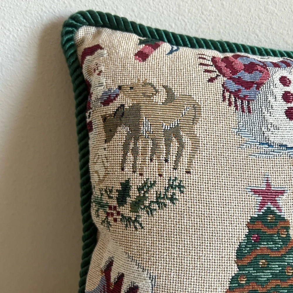 Vintage Holiday Throw Pillow with Christmas Design